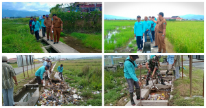 Kadis Pertanian Bersama Babinsa dan Kelompok Tani Bersihkan Sampah di Area Gerbang Bandara
