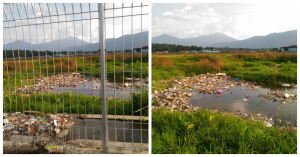 Sungai Meluap Sehingga Tumpukan Sampah Merambah dan Merusak Sawah