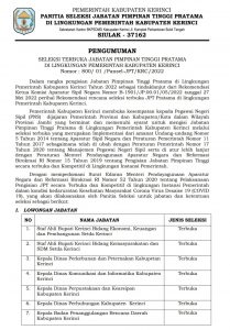 7 Jabatan Eselon II Lingkup Pemkab Kerinci Dilelang, Berikut Ketentuan Persyaratannya