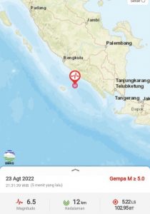 Breaking News !!! Gempa di Bengkulu Malam ini, Terasa Kuat di Kerinci