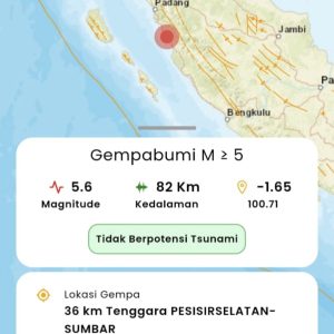 Breaking News!!! Gempa di Pesisir Selatan Sumbar Pagi ini Terasa Kuat di Kerinci dan Sungai Penuh