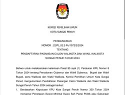 Mulai 27 Agustus, KPU Buka Pendaftaran Calon Walikota Sungaipenuh, ini Informasinya