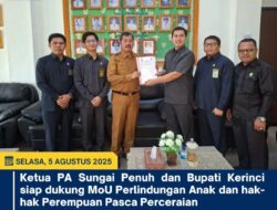 Bupati Kerinci Monadi Dukung MoU Perlindungan Anak dan Hak-hak Perempuan Pasca Perceraian