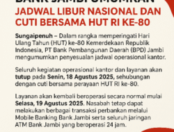 Bank Jambi Umumkan Jadwal Libur Nasional dan Cuti Bersama HUT RI ke-80