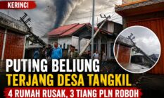 Angin Puting Beliung Terjang Desa Tangkil Kerinci, 4 Rumah Rusak dan 3 Tiang PLN Roboh